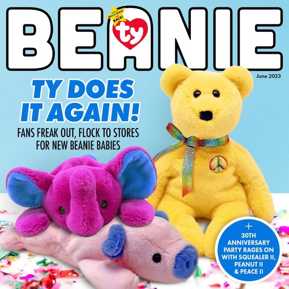 NWT 2023 Beanie Babies Peace II Peanut II Squealer II 30th Anniversary Lot of 3 - Picture 2 of 10